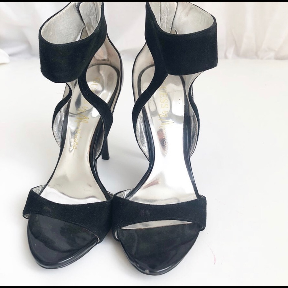 Guess by Marciano black  leather open toe heels, a